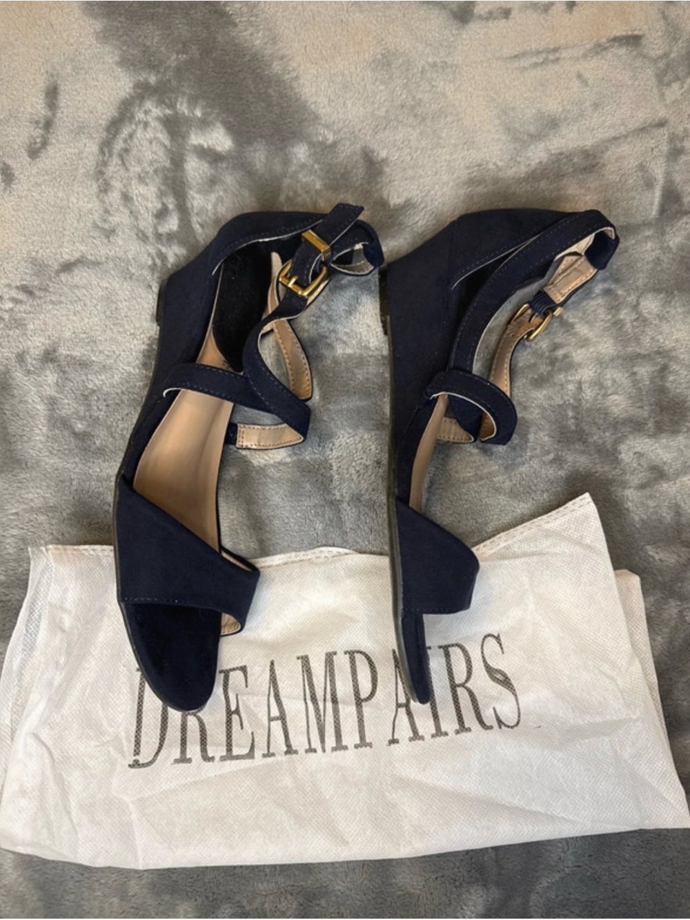 Dream Pairs Cross-strap Wedge Sandals Navy 9M - Picture 3 of 8